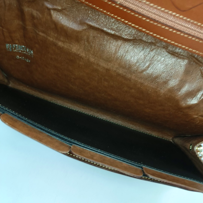 FENDI Pequin Brown Coated Canvas Handbag Golden hardware Vintage model-(SKU)-946207917
