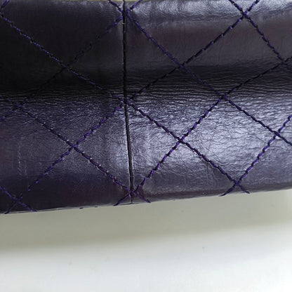 CHANEL 2.55 Large Purple Calfskin Quilted Chevron Single Shoulder Bag with Palladium Hardware-(SKU)-966463850