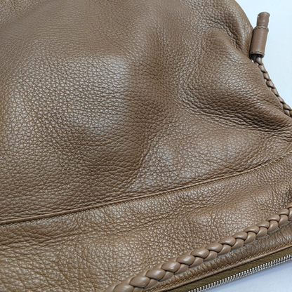 GUCCI Brown Cowhide Braided Single Shoulder Bag Crossbody Silver Hardware-(SKU)-946552390