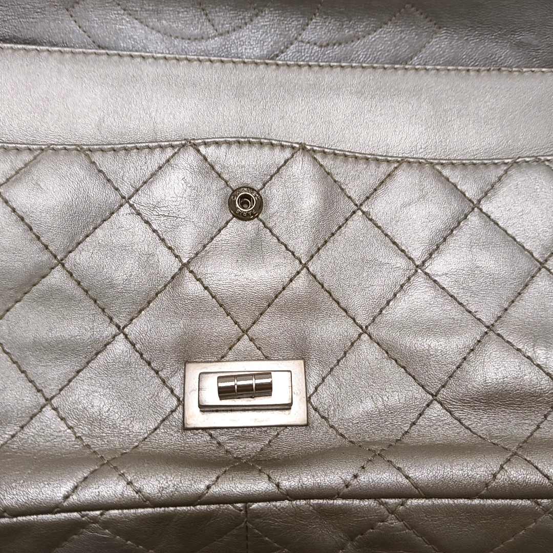CHANEL 2.55 Silver Sheepskin Quilted Crossbody Shoulder Bag Silver Hardware 12 Flap-(SKU)-941216566