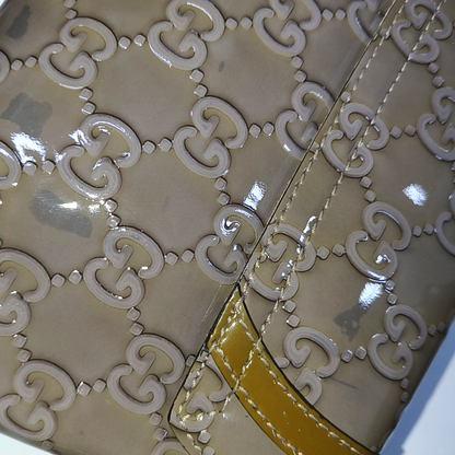 GUCCI Light Purple Patent Leather Monogram Damask Single Shoulder Bag Golden hardware-(SKU)-942136381