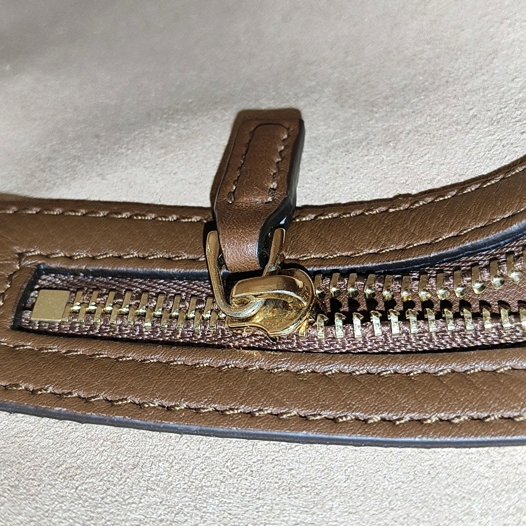 GUCCI Padlock Medium Brown Coated Canvas Monogram Shoulder Bag Handbag Golden Hardware-(SKU)-969086210