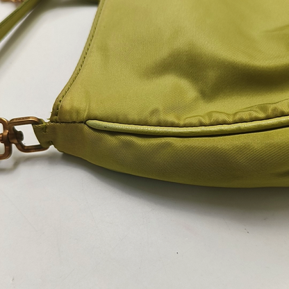 PRADA Green Nylon Logo Shoulder Bag Golden hardware-(SKU)-955381883