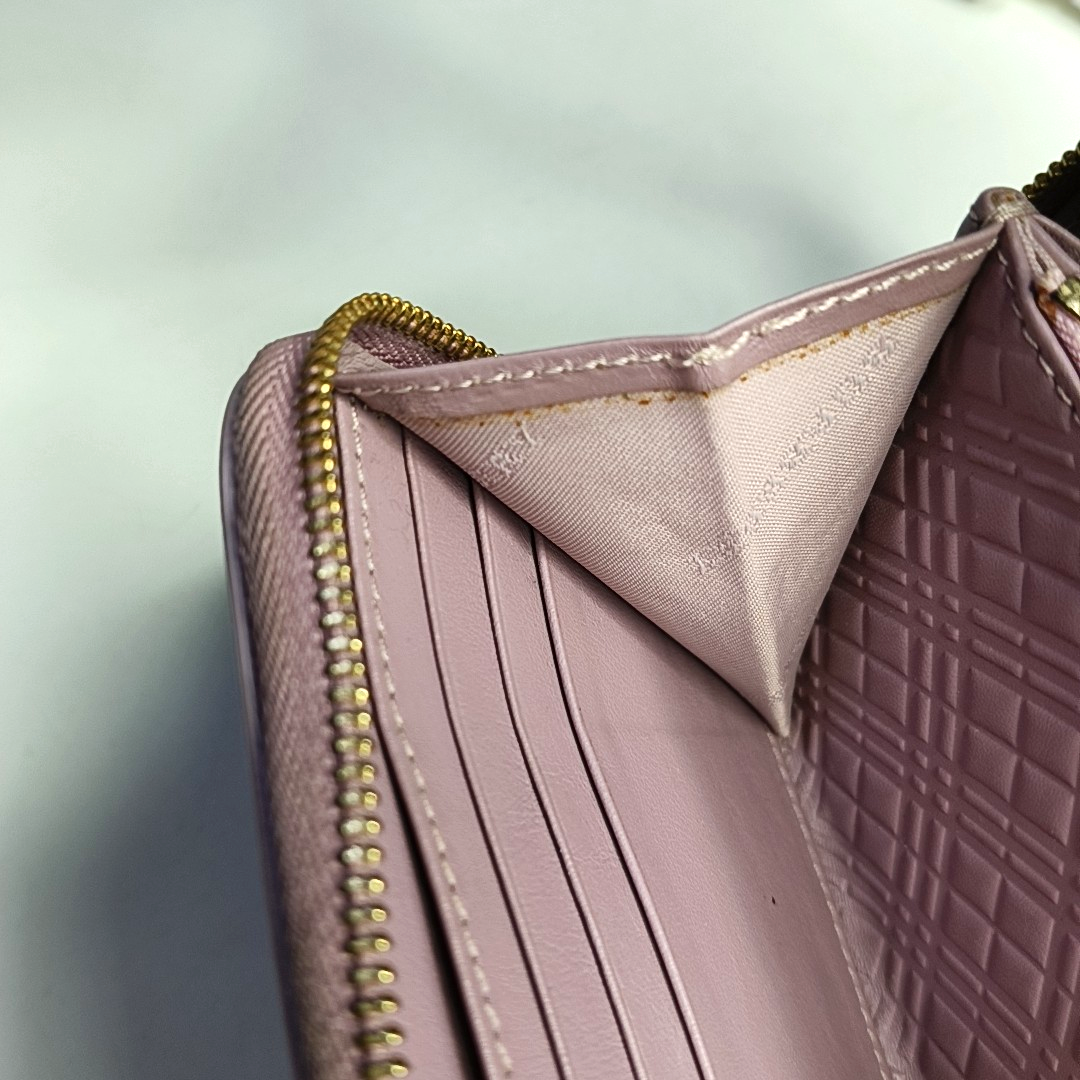BURBERRY Light Pink Calf Leather Wallet Golden hardware-(SKU)-953079132