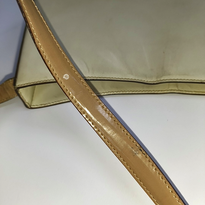 PRADA Beige Leather Single Shoulder Bag Silver Hardware-(SKU)-932498000