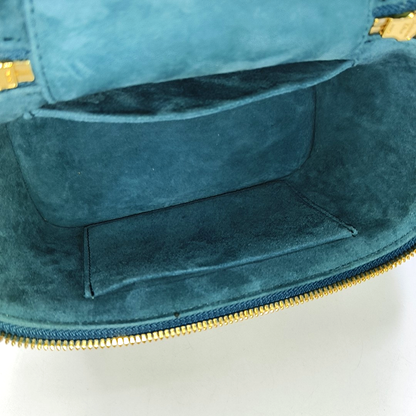 DIOR Travel Vanity Small Dark Blue Lamb Skin Quilted Shoulder Bag with Handle, Gold Hardware, Removable Shoulder Strap-(SKU)-954443509