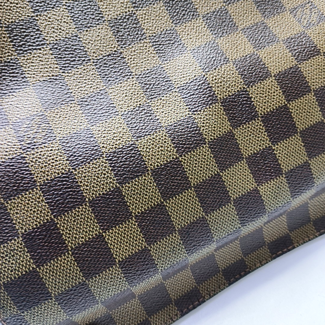 LOUIS VUITTON NAVIGLIO Brown Coated Canvas Checkered Single Shoulder Bag Crossbody Gold Brown Hardware-(SKU)-956274332