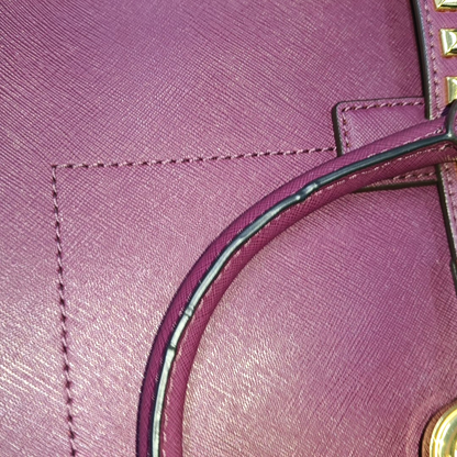 MICHAEL KORS Hamilton Fuchsia Red Calfskin Studs Single Shoulder Crossbody Bag Golden hardware Removable shoulder strap-(SKU)-939155071