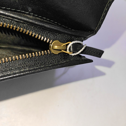 GUCCI GG Marmont Black Calf Leather Quilted  wavy pattern Wallet Golden hardware-(SKU)-952595982