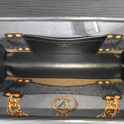 LOUIS VUITTON PETITE MALLE Black EPI Calfskin Water Ripple Pattern Crossbody Shoulder Bag Gold Hardware Removable Shoulder Strap-(SKU)-968078089