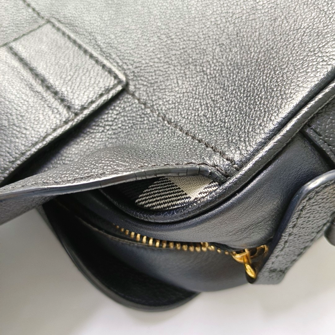 BURBERRY Buckle Black Cowhide Single Shoulder Bag Crossbody Bag Golden hardware-(SKU)-955784858