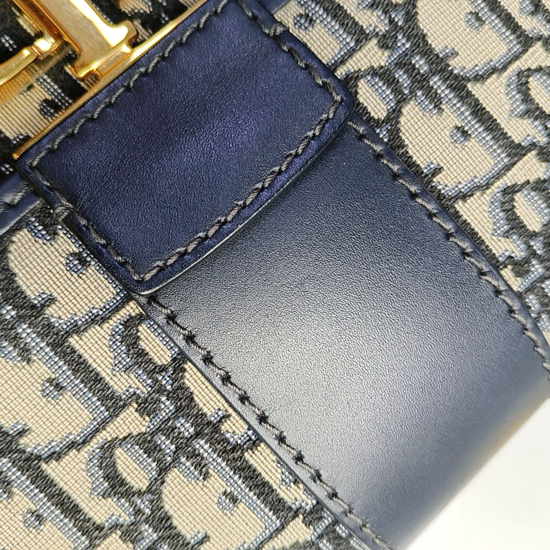 DIOR 30 Montaigne Blue Canvas Monogram Embossed Montaigne Bag Shoulder Bag with Detachable Strap-(SKU)-970899095