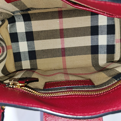 BURBERRY Buckle Red Cowhide Single Shoulder Bag Handbag Crossbody Bag Golden hardware Removable shoulder strap-(SKU)-956703529