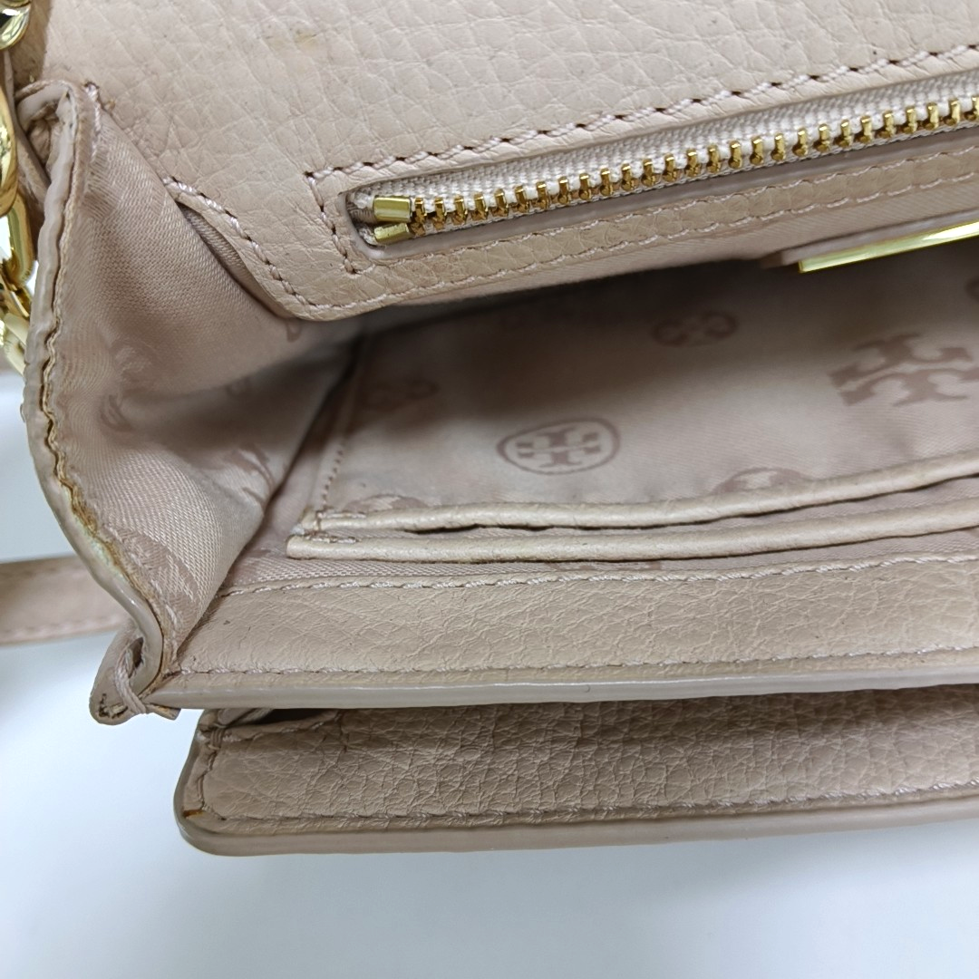 TORY BURCH Britten Light Pink Leather Crossbody Bag Single Shoulder Bag Silver Hardware Removable shoulder strap-(SKU)-942795681