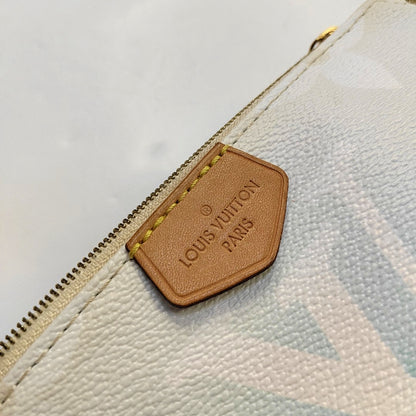 LOUIS VUITTON MULTI Blue Coated Canvas Monogram Five in One Crossbody Bag Shoulder Bag Gold Hardware Pockets 2 Removable Straps-(SKU)-968235817