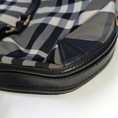 BURBERRY Gray Nylon Battle Horse Plaid Single Shoulder Bag Golden hardware-(SKU)-943189474