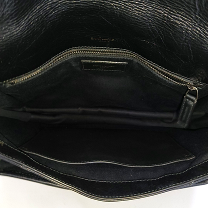 YSL NIKI Medium Black Leather Quilted V-Shape Shoulder Bag Black Ruthenium Hardware-(SKU)-964795296