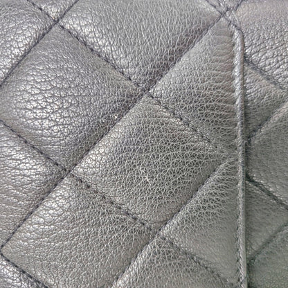 CHANEL PERFECT EDGE Black Lamb Skin Quilted Monogram Crossbody Bag Handbag Shoulder Bag Ruthenium Hardware 21 Clasp-(SKU)-966996971