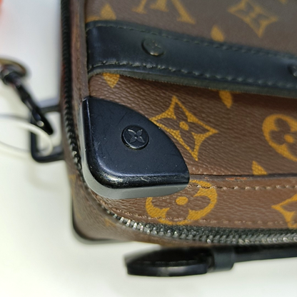 LOUIS VUITTON SOFT TRUNK Brown Coated Canvas Monogram Handbag Crossbody Shoulder Bag Black Hardware-(SKU)-14509670