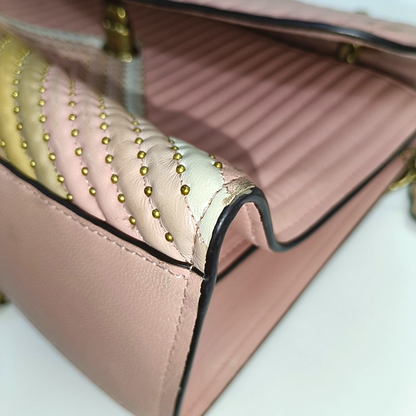 COACH PARKER 26 Pink Leather Stud Quilted Crossbody Shoulder Bag Golden hardware-(SKU)-929655469