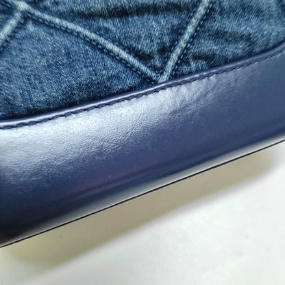 CHANEL GABRIELLE Small Deep Blue Denim Quilted Stitched Crossbody Shoulder Bag Gold and Silver Hardware 29 Opening Detachable Strap-(SKU)-970038091