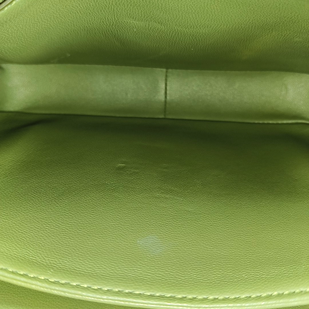 CELINE TRIOMPHE Medium Green Calfskin Shoulder Bag with Gold Hardware-(SKU)-959931687