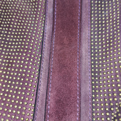 BURBERRY Purple Velvet Leather Tote Bag Golden hardware-(SKU)-12946177