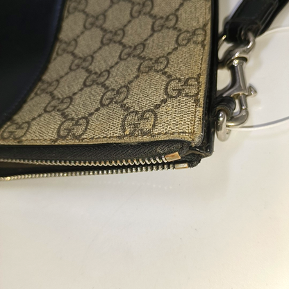 GUCCI GG Supreme Brown Coated Canvas Monogrammed Tote Handbag Silver Hardware-(SKU)-943502591