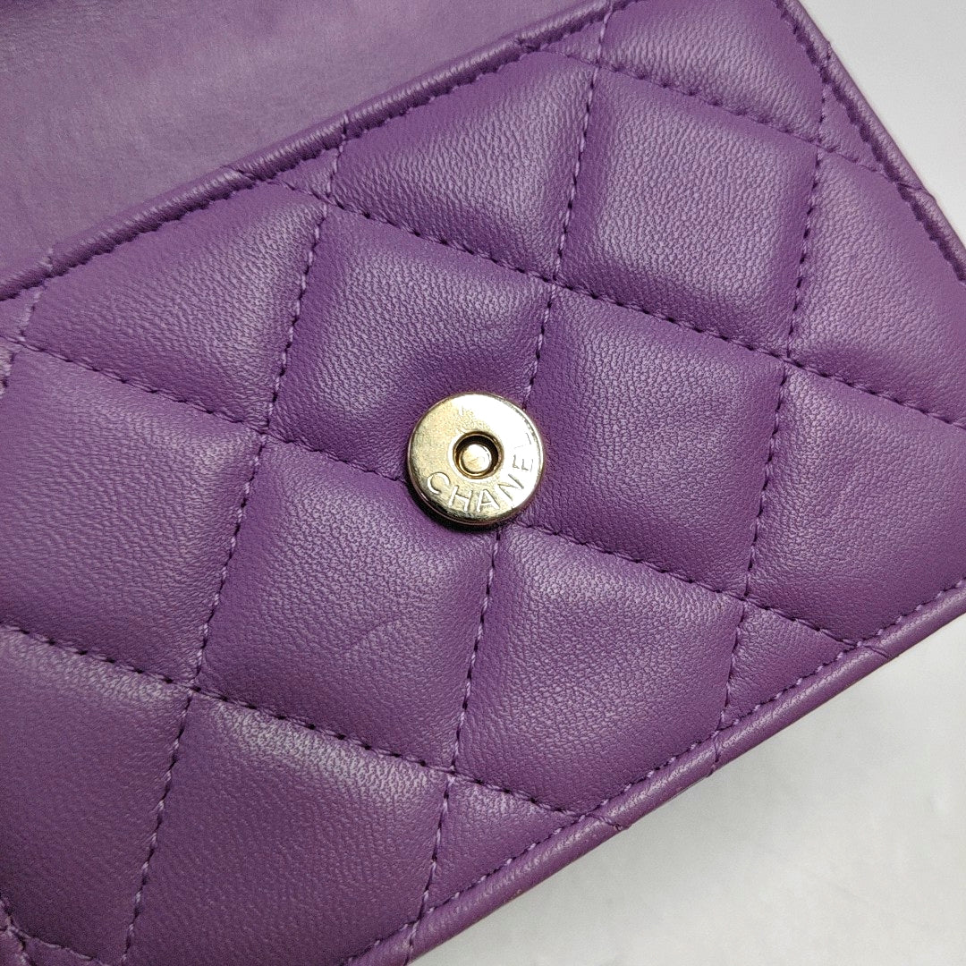CHANEL TWO TONE CHAIN HANDLE Purple Calfskin Quilted Chain Handle Crossbody Shoulder Bag Gold Hardware 32 Opening-(SKU)-970183733