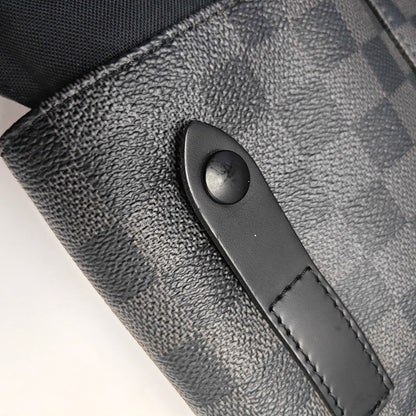 LOUIS VUITTON CHRISTOPHER Medium Grey Coated Canvas Checkerboard Backpack Tote Bag with Silver Hardware-(SKU)-969278949