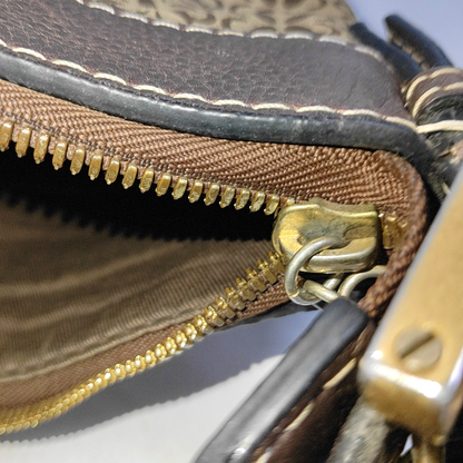 LOEWE Khaki Canvas Monogram Jacquard Single Shoulder Bag Golden hardware-(SKU)-14484696