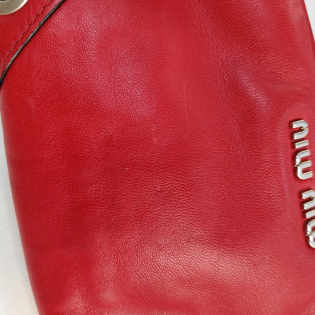 Miu Miu mini Red Calf Leather Crossbody Shoulder Bag Tote Silver Hardware Removable shoulder strap-(SKU)-956465085