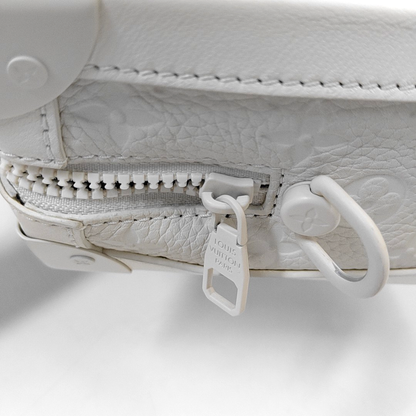 LOUIS VUITTON SOFT TRUNK White Cowhide Monogram Embossed Crossbody Bag Handbag Shoulder Bag White Hardware-(SKU)-955121168