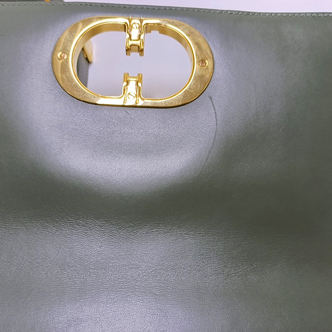 DIOR Dior Caro Medium Green Lamb Skin Monogram Quilted Crossbody Bag, Shoulder Bag, Golden Hardware-(SKU)-961613403