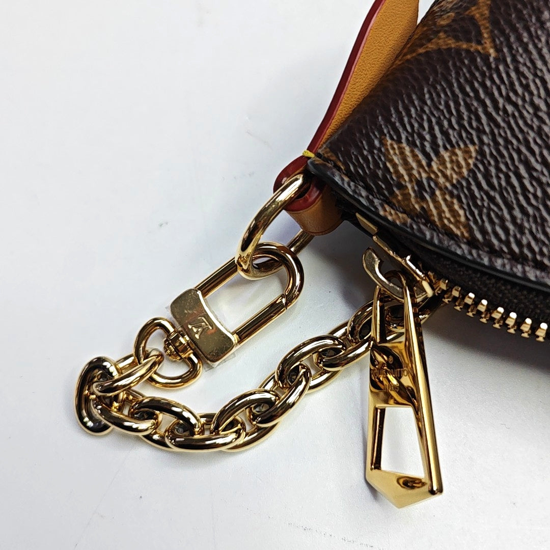 LOUIS VUITTON BOULOGNE Brown Coated Canvas Monogram Horn Bag Single Shoulder Bag Tote Bag Crossbody Bag with Gold Hardware and 2 Detachable Shoulder Straps-(SKU)-969109730