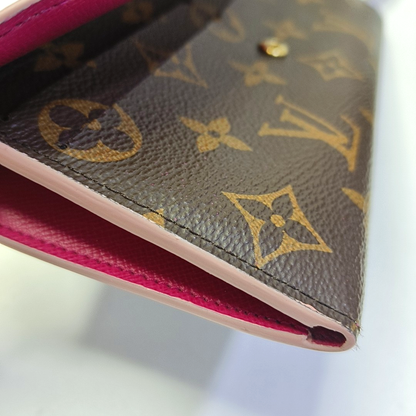LOUIS VUITTON EMILIE Brown coated canvas vintage wallet Golden hardware-(SKU)-942991994