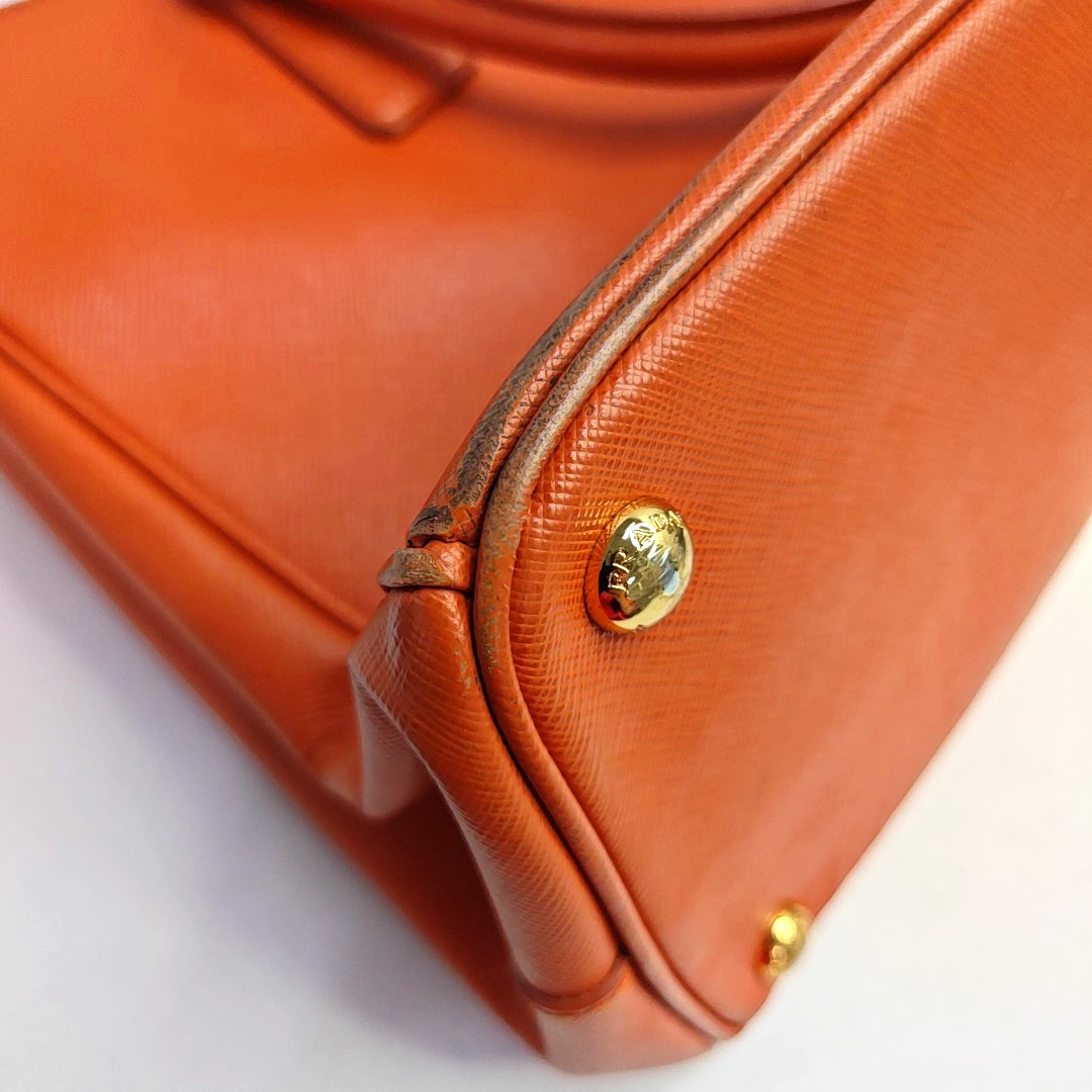 PRADA Galleria Orange Cowhide Logo Killer Bag Tote Bag Single Shoulder Bag Golden hardware-(SKU)-957733910