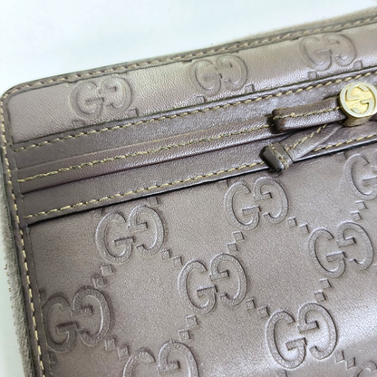 GUCCI Mayfair Purple Cowhide Monogram Embossed Wallet Golden hardware-(SKU)-957633633