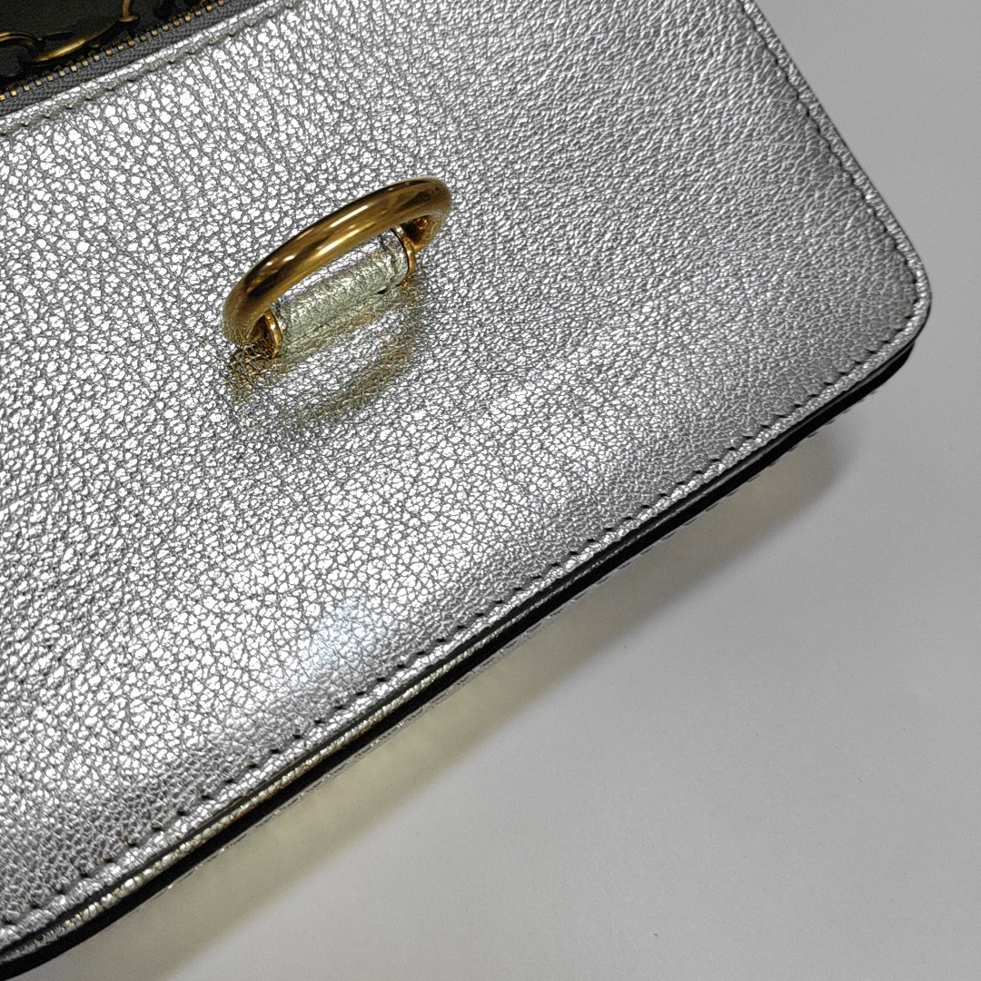 BURBERRY D-Ring Silver cowhide single shoulder bag crossbody bag Golden hardware-(SKU)-959201999