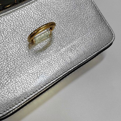 BURBERRY D-Ring Silver cowhide single shoulder bag crossbody bag Golden hardware-(SKU)-959201999