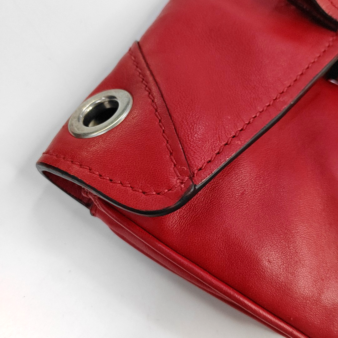 Miu Miu mini Red Calf Leather Crossbody Shoulder Bag Tote Silver Hardware Removable shoulder strap-(SKU)-956465085