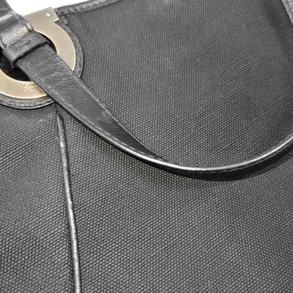 FERRAGAMO Tote bag Black Fabric Single Shoulder Bag Handbag Silver Hardware-(SKU)-942554388