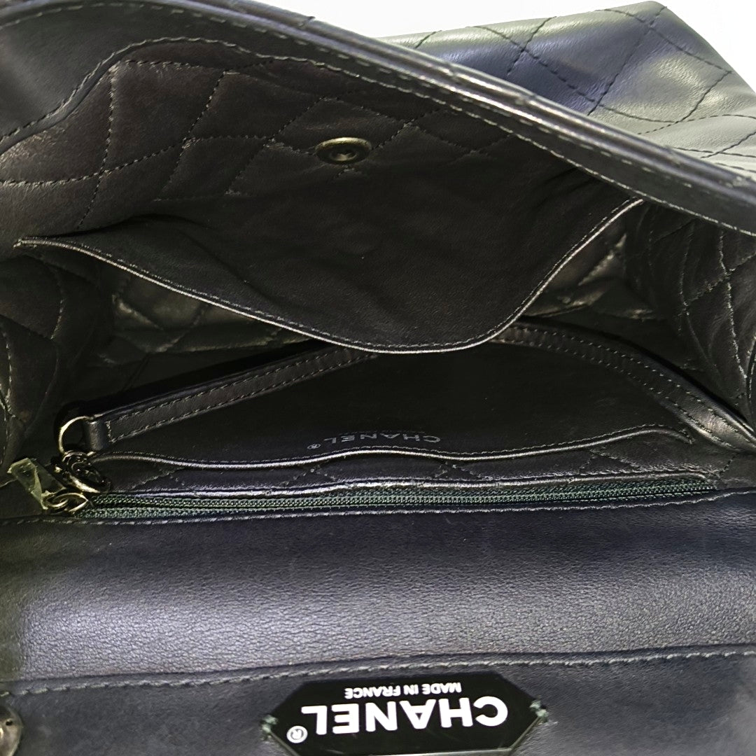 CHANEL LUXURY TOP Small Black Calfskin Quilted Shoulder Bag Tote Crossbody Bag Ruthenium Hardware 22K Clasp-(SKU)-965599174