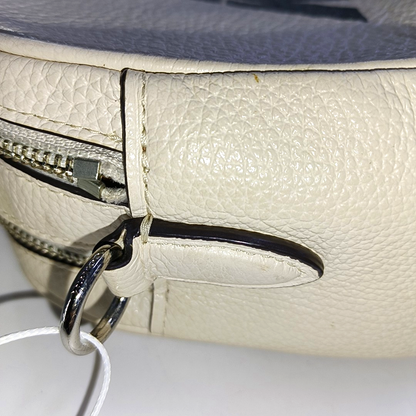 COACH Camera Bag White Leather Print Crossbody Single Shoulder Bag Silver Hardware Removable shoulder strap-(SKU)-941273974