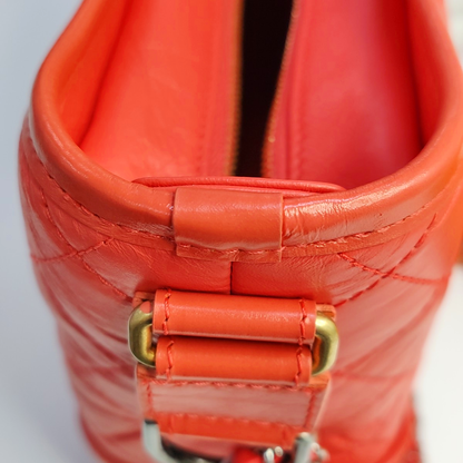 CHANEL GABRIELLE Medium Orange Calfskin Quilted Pattern Gabby Bag Crossbody Shoulder Bag Sling Bag Gold Silver Ruthenium Hardware 27 Clasp Removable Strap-(SKU)-945856539