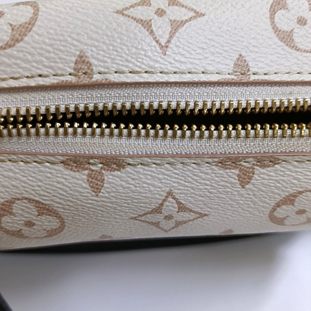 LOUIS VUITTON SOFT TRUNK Medium White Coated Canvas Monogram Soft Trunk Shoulder Bag with Detachable Strap, Gold Hardware-(SKU)-968883980