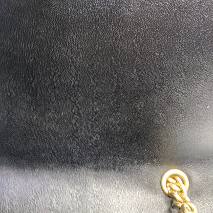 CHANEL FRONT CHAIN FLAP BAG Black Calfskin Quilted Shoulder Bag Gold Hardware 24K-(SKU)-961017689