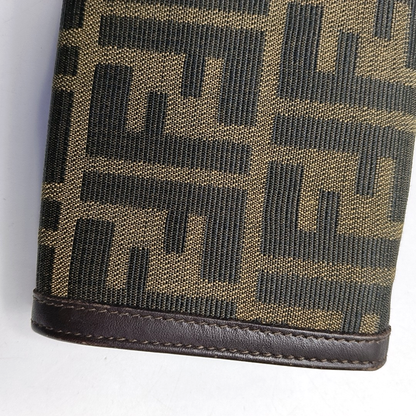 FENDI 棕色帆布双F钱包-(SKU)-952489575