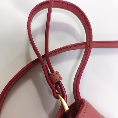 PRADA Pink cowhide cross-grain shoulder bag/handbag/crossbody bag Golden hardware Removable shoulder strap-(SKU)-960391827