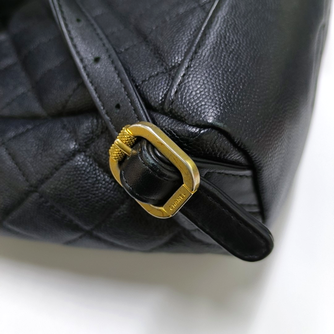 CHANEL FILIGREE black grained leather quilted shoulder bag, crossbody bag, handbag with gold hardware and 25 chain links-(SKU)-964770132